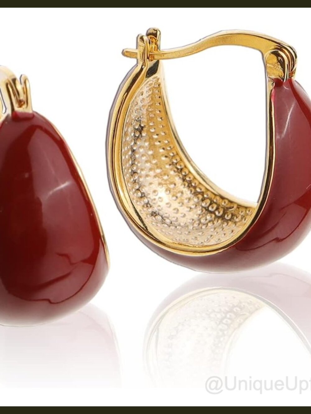 Chunky Huggie Hoop Earrings 14K Gold Plated Cubic Zirconia Hypoallergenic